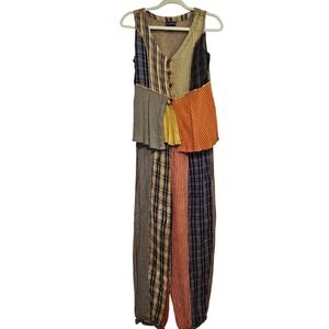 Boho Patchwork Wide-Leg Jumpsuit in Multicolor